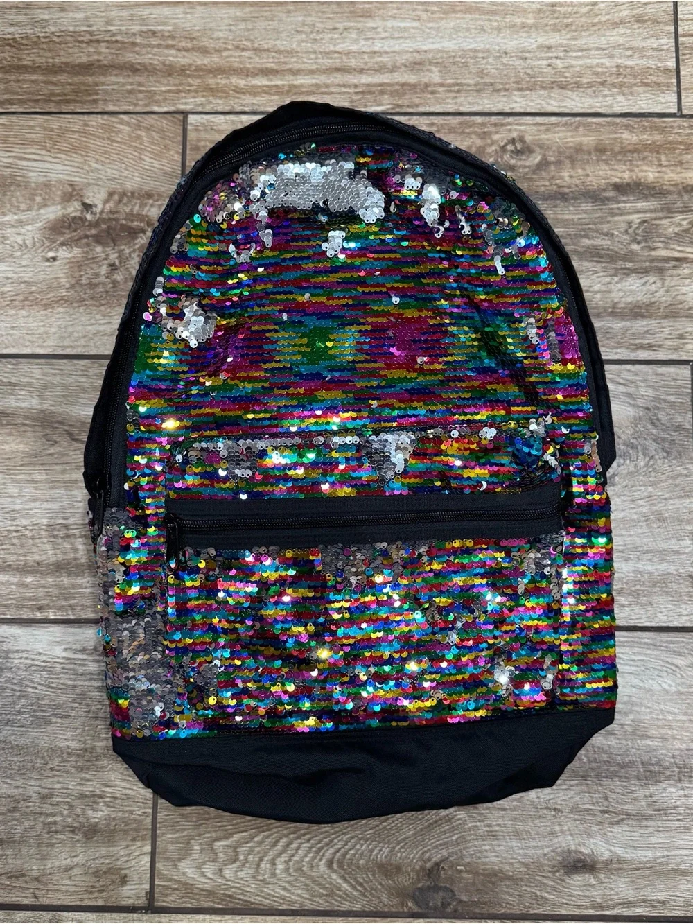Victoria’s Secret PINK Rainbow Multi Sparkle Sequin Backpack Schoolbag Bag
